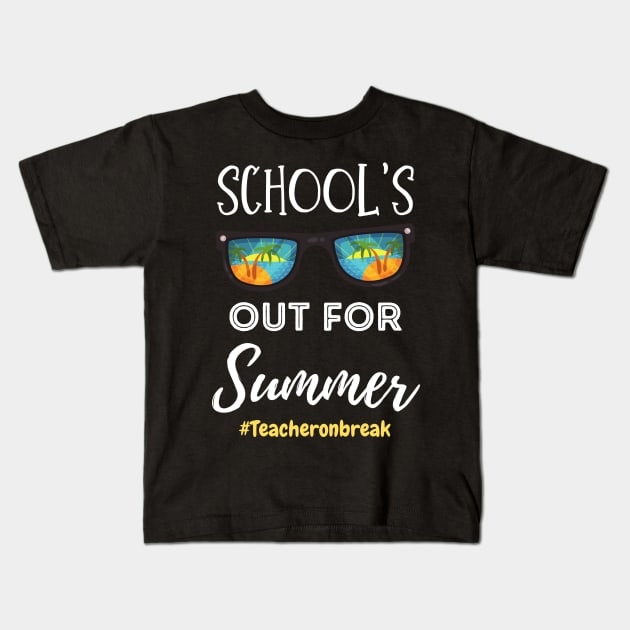 School Is Out For Summer, Teacher On Break Retro Sunglasses Teacher Summer Vacation Gift Kids T-Shirt by JustBeSatisfied